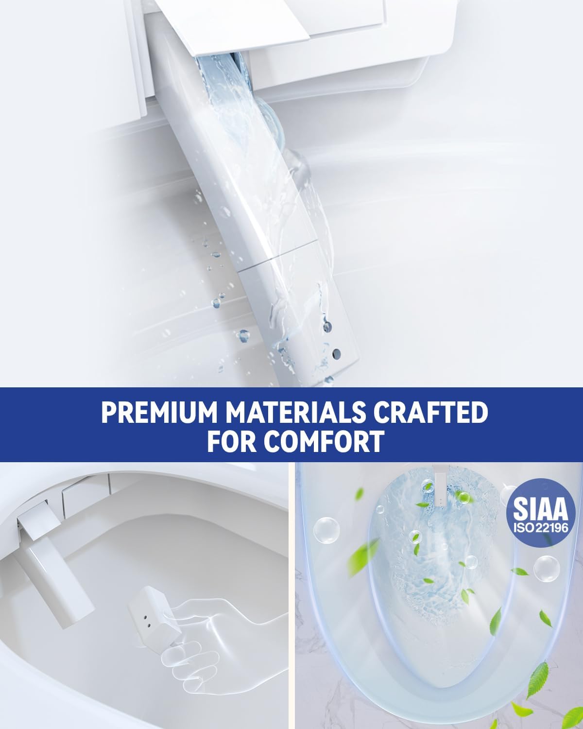 Electric Bidet Toilet Seat, Round Toilet Seat with 6-Level Warm,Dryer, Front and Rear Wash, Remote Control, Self-Cleaning Nozzle, Eco Mode