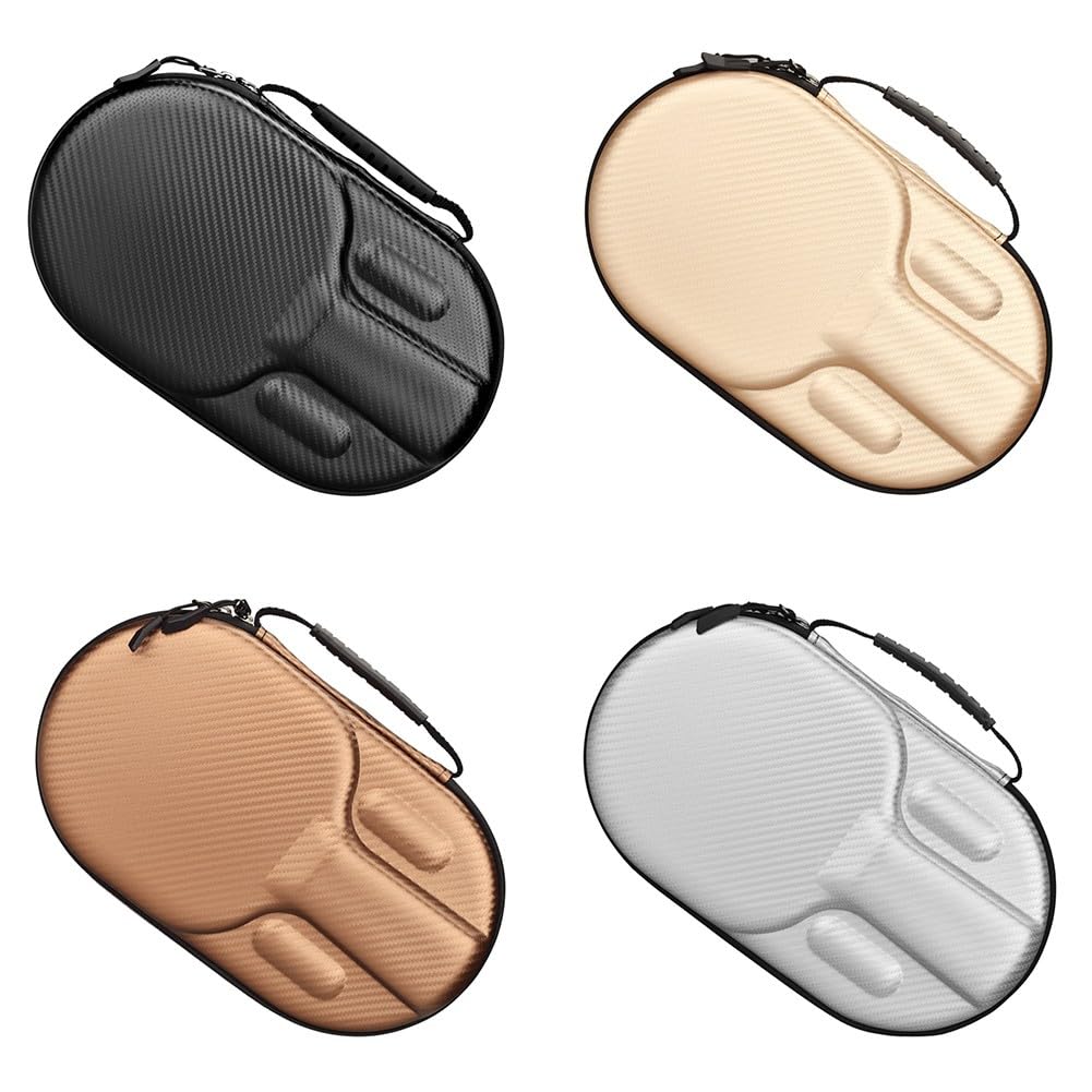 RichVibe Funda rígida de EVA para raquetas de tenis de mesa con asa, 2 paletas y 4 pelotas, amarillo