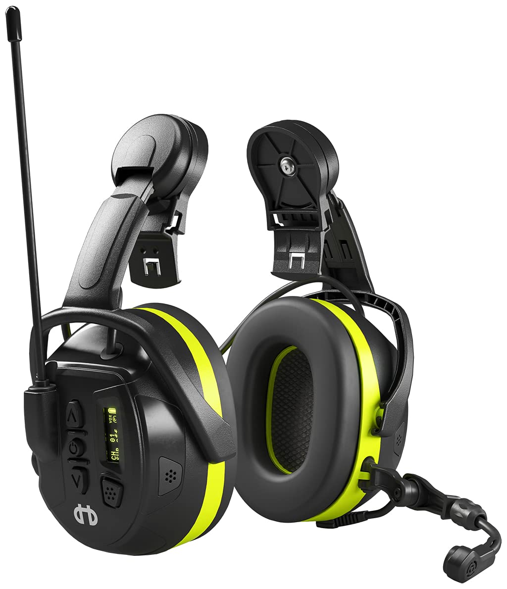 Hellberg Local 446 Aktiver Helm-Kapsel-Gehörschutz mit Funk - Elektronischer Gehörschützer mit Funk-Antenne - EN 352