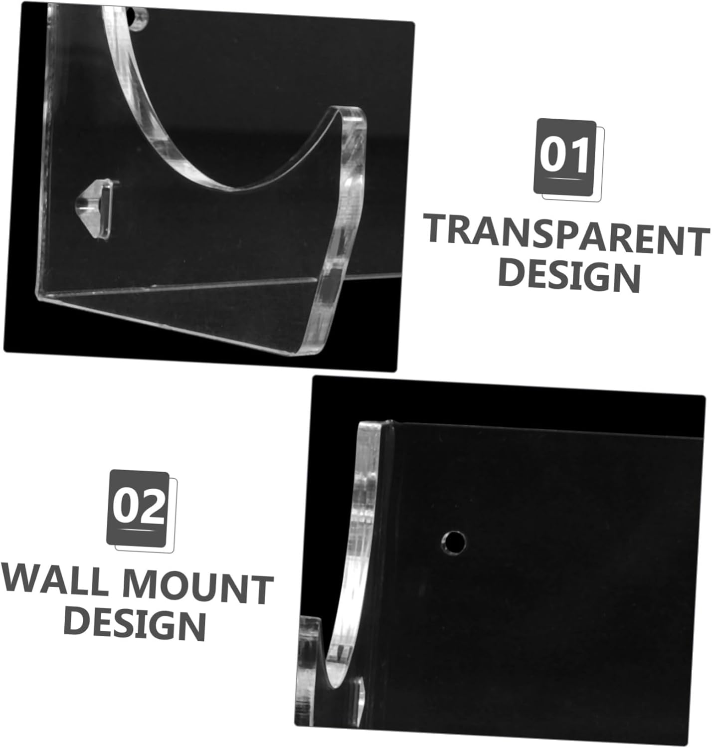 8pcs Wall-mounted Acrylic Rolling Pin Holder for Kitchen Transparent Rolling Pin Storage Rack Modern Design Space-saving Wall Display for Clutter Counters