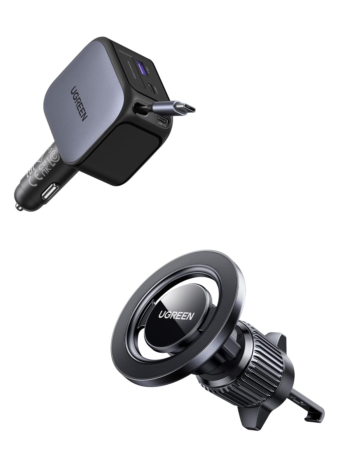 UGREEN 145W Caricatore Auto USB C | Supporto Magnetico per Telefono Auto