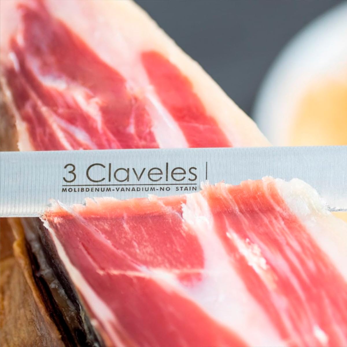 3 CLAVELES Set Cuchillos de Cocina-Cuchillo Carnicero, Deshuesador y Jamonero + Chaira + Maletín Portacuchillos con capacidad para 6 piezas, Alloy Steel, Cranberry, 39.5x19x24 cm