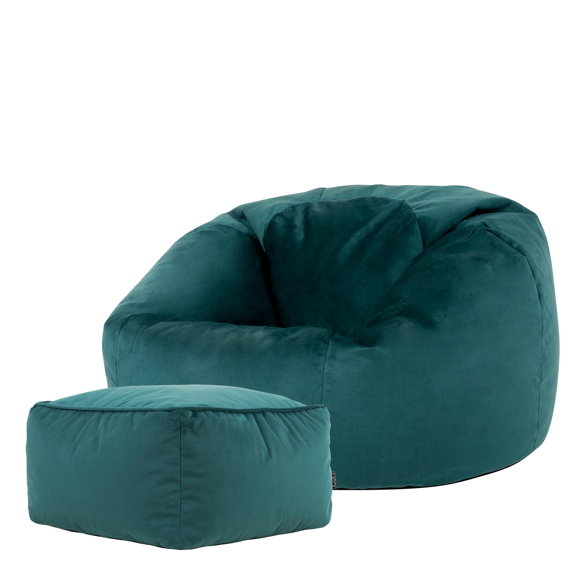 Icon Kingston Classic Velvet Bean Bag And Footstool - Teal