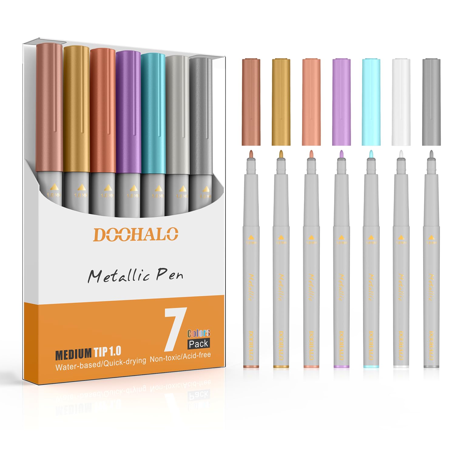 DOOHALOGold Metallic Pen Compatible with Cricut Maker 3/Maker/Explore 3/Air 2/Air 1.0 Medium Point Metallic Tips 7 Colors Markers for drawing Writing