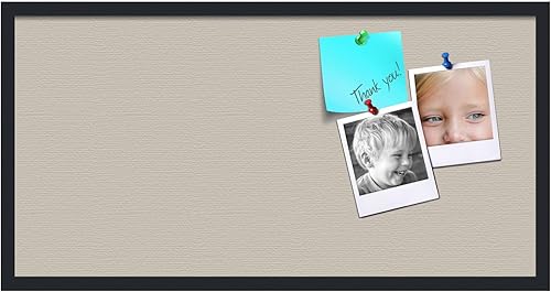 Miniatura 2 de Tablero de anuncios de corcho de 36 x 18 pulgadas. Este tablero decorativo enmarcado viene con diseño pastel del desierto y un marco negro satinado.