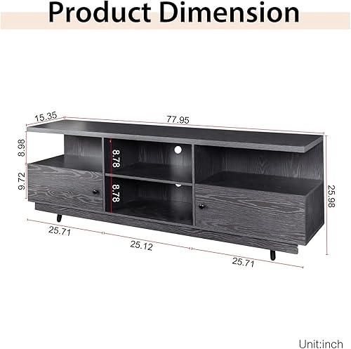 Miniatura 3 de Soporte de TV moderno Mid-Century para televisores de hasta 85 pulgadas, mesa consola central de entretenimiento multimedia con 4 estantes abiertos,