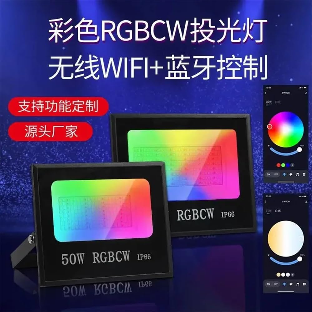 Tuya inteligentny reflektor LED reflektor oświetlenie zewnętrzne 220V 30W 50W 100W RGB możliwość przyciemniania ciepłe zimne białe światło obsługa Bluetooth Wifi(With Remote Control,50W_BLUETOOTH)