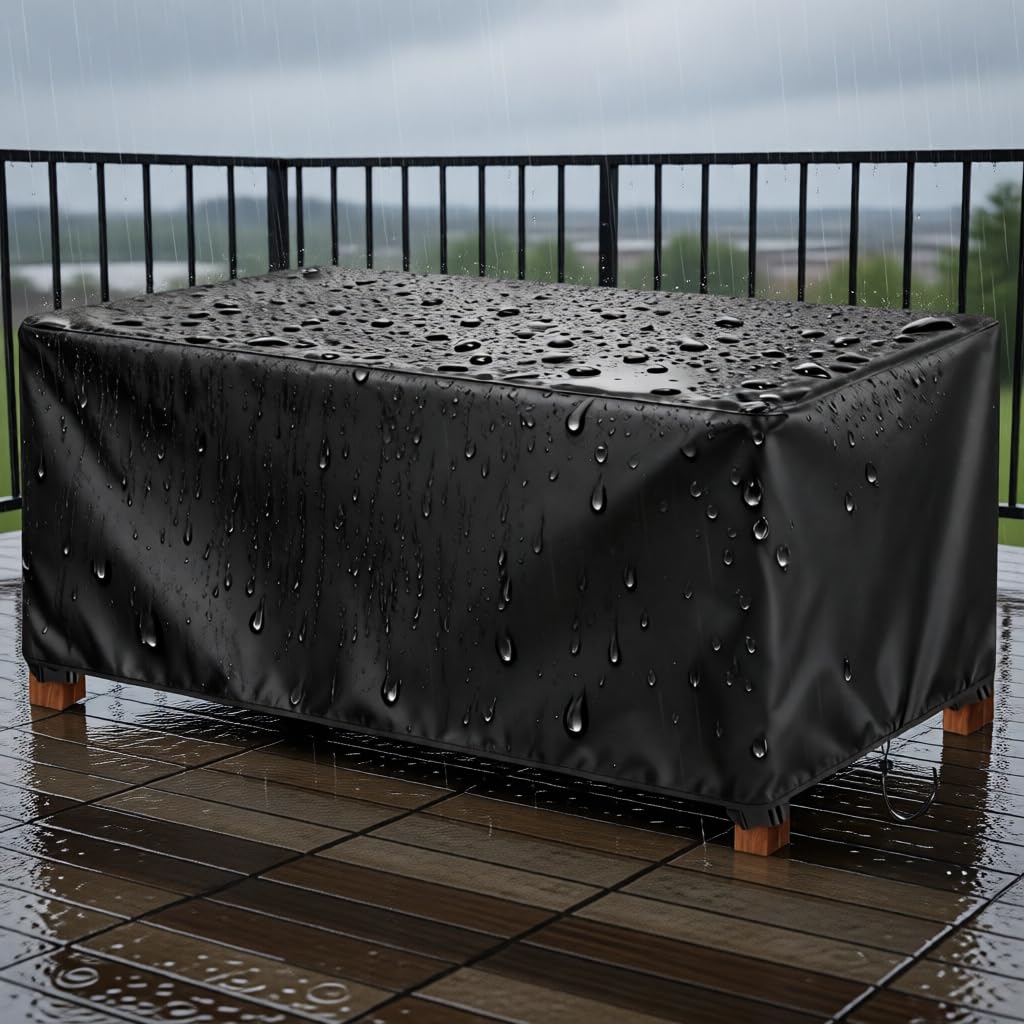 Gartenmöbel Abdeckung Wasserdicht 205x155x105cm/LxBxH Winterfest Abdeckplane Gartenmöbel, 420D Oxford Gewebe Abdeckhaube Gartentisch Rechteckig Schutzhülle für Garten-Tische und Möbel-Gruppen