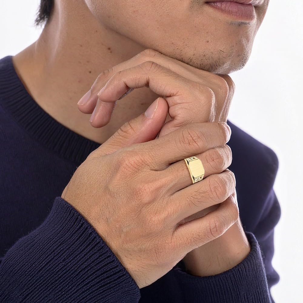 IceCarats 10K Solid Yellow Gold Mens Custom Engraved Signet Ring Handmade Personalized Monogram Initial Letter Band - Image 7