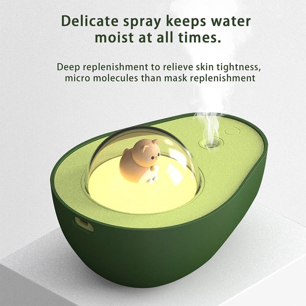 Ultrasonic Mini Air Humidifier Avocado Aroma Essential Oil Diffuser Home Car Mist Maker LED Night Lamp Mist Humidifier