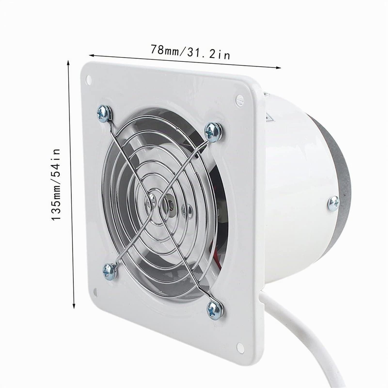 Extractor de Aire Ventilación industrial extractor de metal axial de escape axial ventilador de aire ventilador con rejilla y válvula de retención bajo ruido en funcionamiento estable, blanco Ventilad