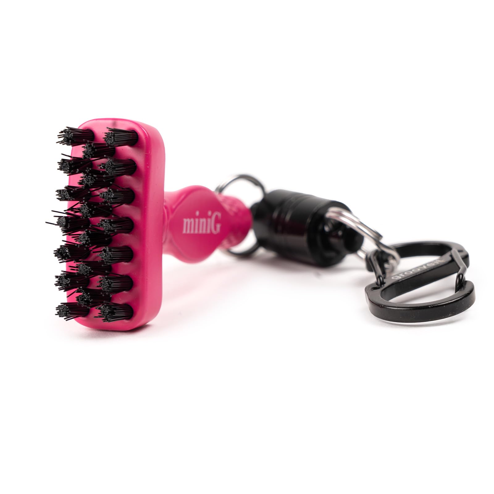Grooveit MiniG The Dry Scrubber szczotka do mini kija golfowego, wytrzymałe nylonowe włosie, 3-letnia, część każdego zestawu do czyszczenia kija golfowego, zdejmowane, magnetyczne narzędzie