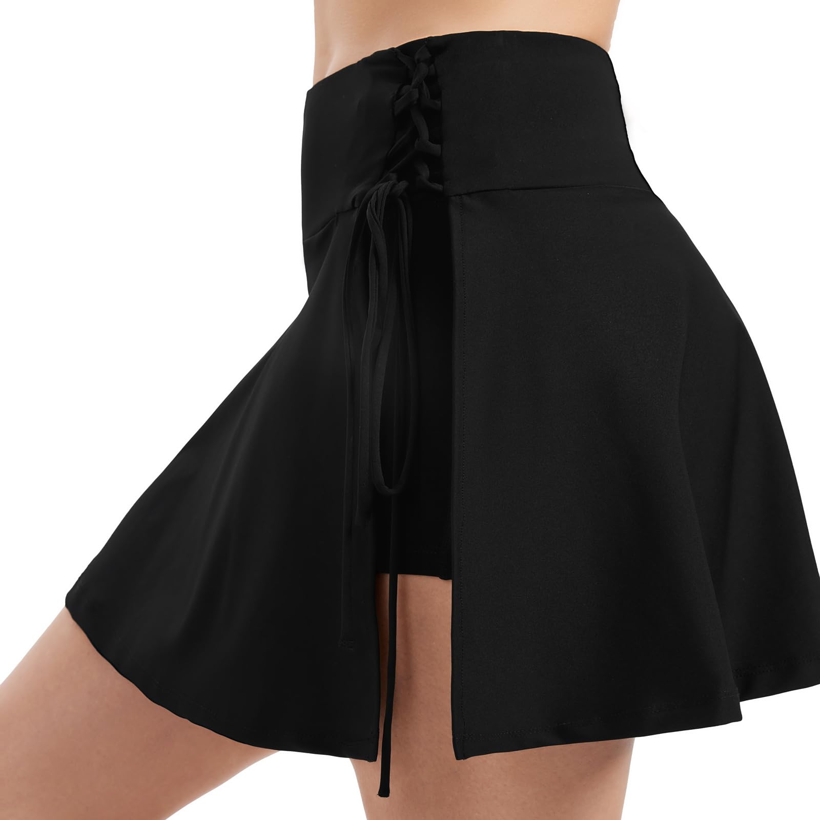 Blaosn Faldas de tenis fluidas para mujer, para entrenamiento, golf, atlética, pantalones cortos de cintura alta con bolsillos, con abertura, linda ropa de verano