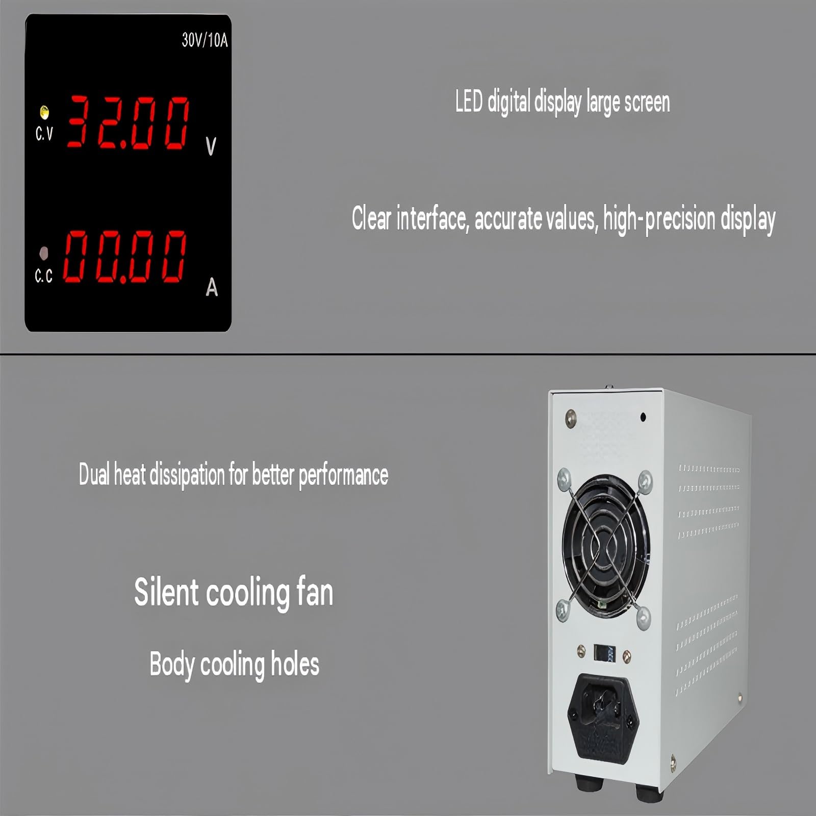 K3010D Display LED a 3 cifre Alimentatore CC variabile 0-30 V / 0-10 A Per laboratorio o fabbrica | Banco da laboratorio regolabile con alimentazione elettrica e regolazione della tensione