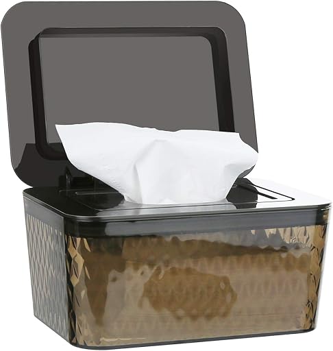 Wipes Dispenser, One-Handed Operation Wipe Holder, Brown | Seal-Designed Wipes Container for Bathroom, Non-Slip, Keep Diaper Wipes Fresh