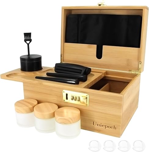 Caja de almacenamiento de bambú grande de alta calidad con cerradura de combinación, a prueba de olores y bandeja extraíble, incluye bandeja disponible en Yaxa Mexico