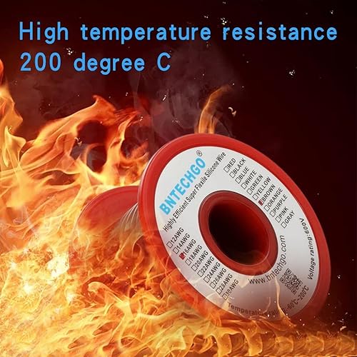 Vista 145 de Bntechgo 18 alambres de silicona suave y flexible, silicona resistente a altas temperaturas, altamente eficiente 18 AWG calibre, 150 hilos