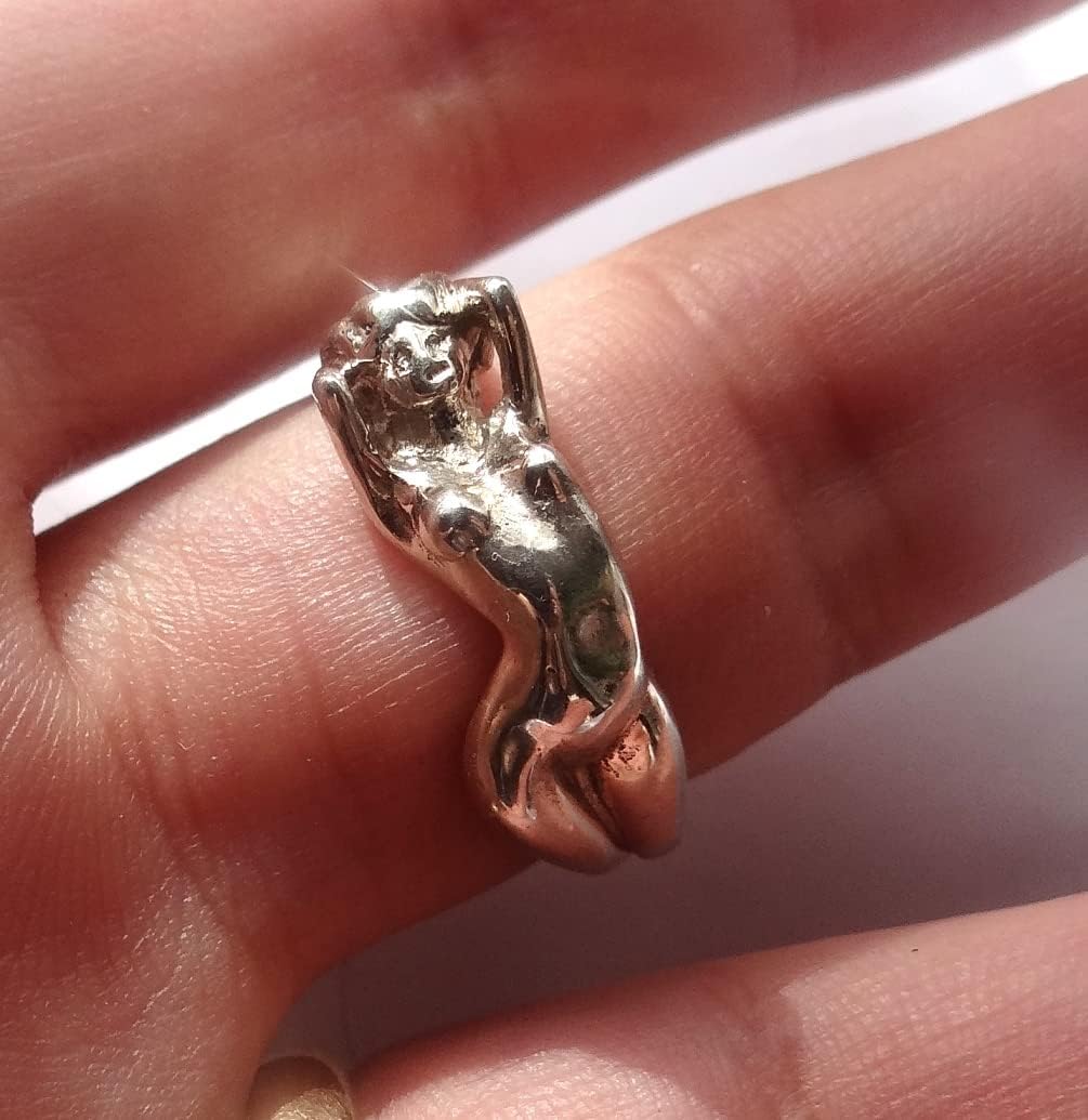 Silver lady ring, erotic ring, erotic jewelry, naked lady ring