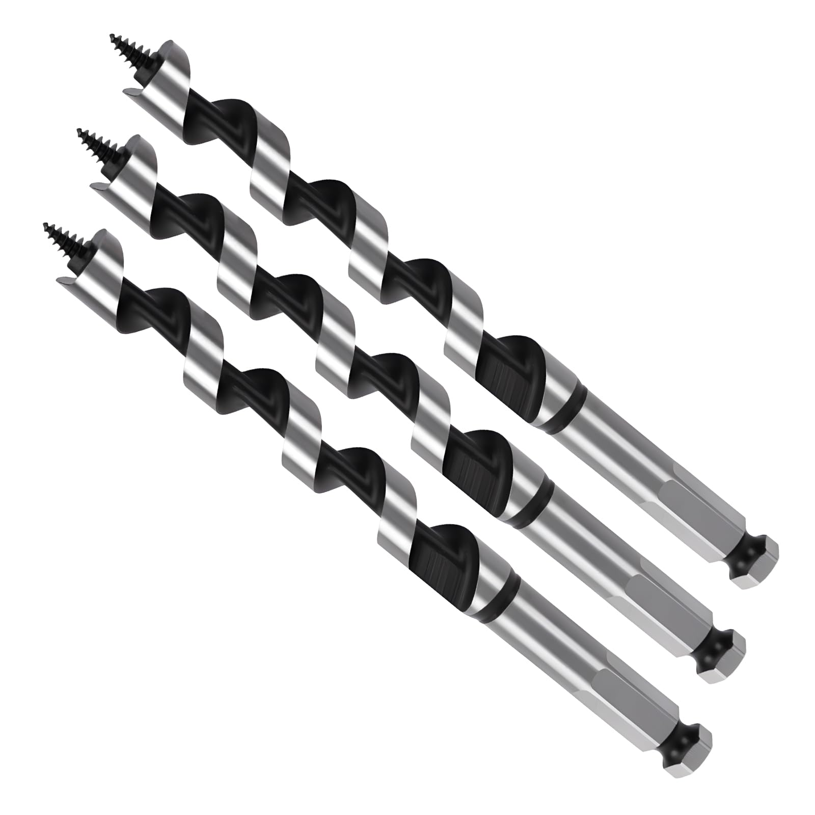 MOXPIFY Wood Auger Drill Bits, 3pcs 13mm Timber Drill Bits 155mm Long Hex Shank, Extra Long Drill Bits Wood For Woodworking (3pcs x 13mm x 155mm) โ image 1