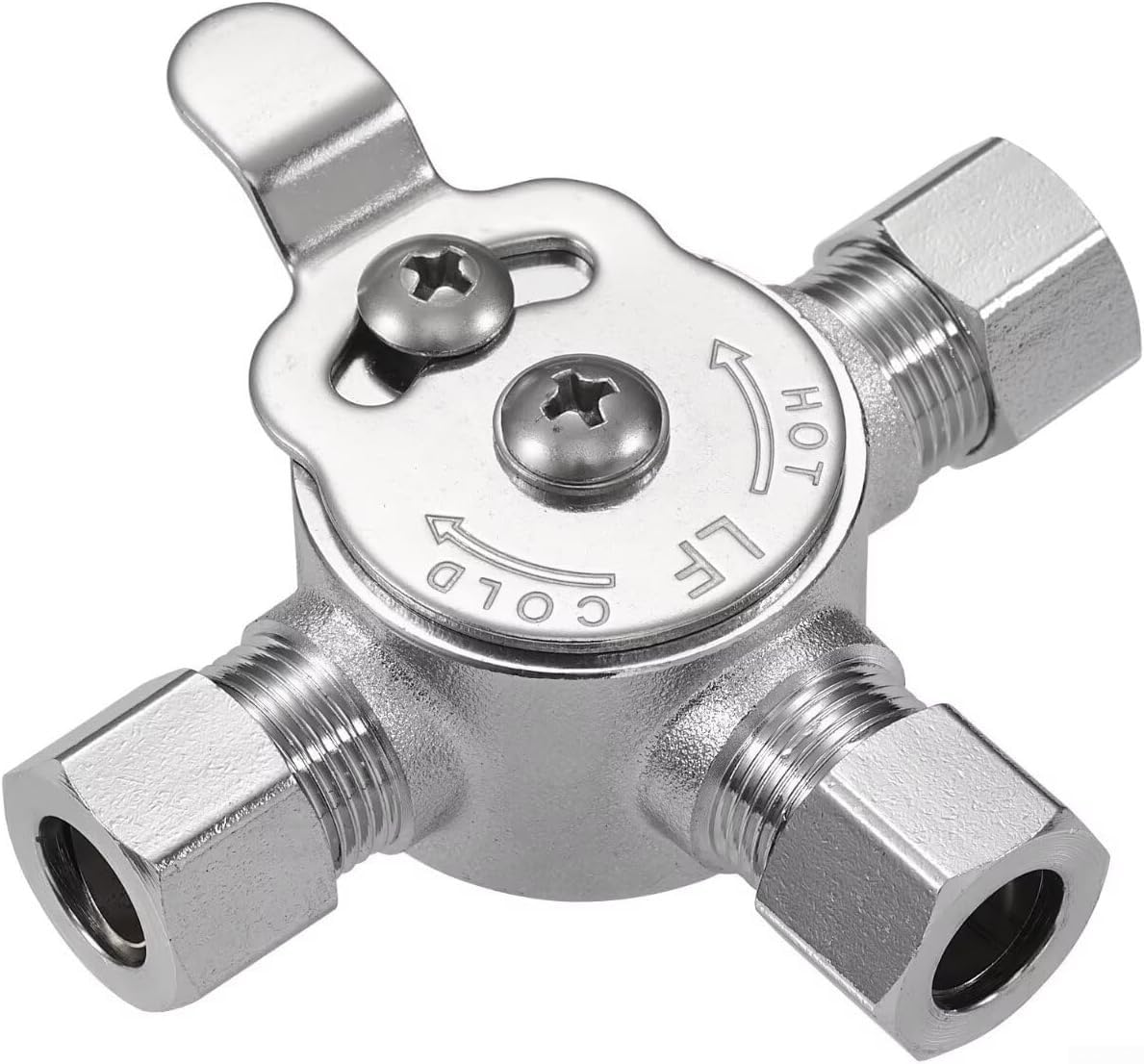 Valvola di miscelazione termostatica in ottone sotto il ponte con 3/8 porte di compressione e regolazione manuale per acqua calda e fredda (2 pezzi)