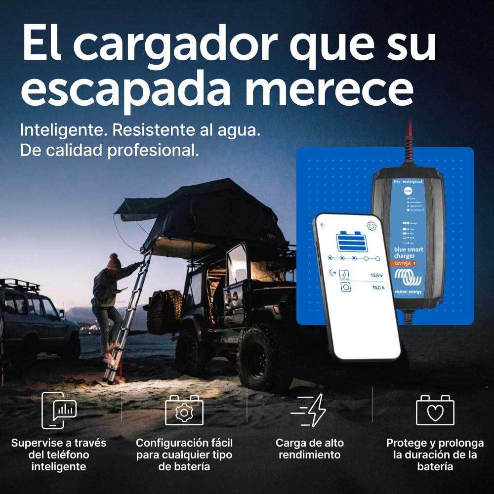 Victron Energy Blue Smart IP65 12-Voltios 15 amperios 230V, Cargador de Batería, Bluetooth (CEE 7/17)