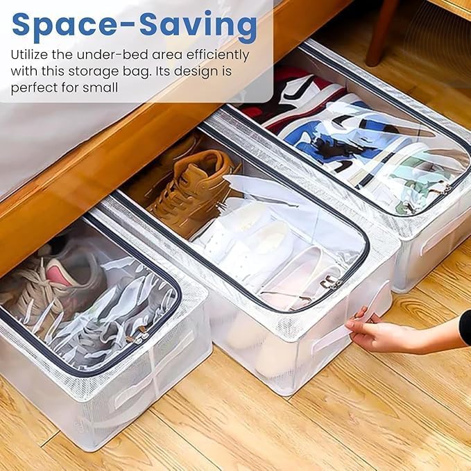 GaxQuly Clear Foldable Shoe Bag | Shoe Box Organizer | Transparent Shoe Rack | Dustproof Shoe Cover | Space-Saving Sneaker Box | Foldable & Easy to Clean | Storage Organizer Rack (1, Big) 3