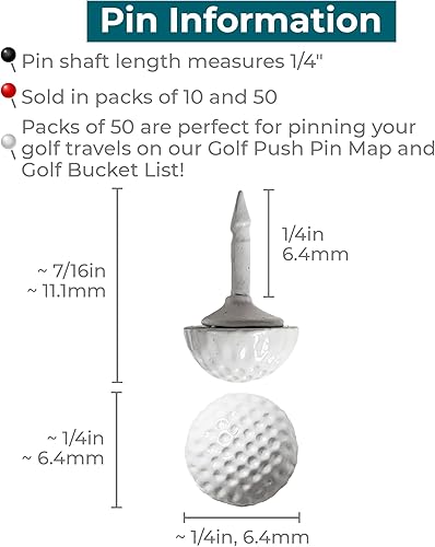 Miniatura 2 de Juego de 50 pasadores de bola de golf, para pared de fotos, pizarra, tablero de corcho, mapa, tablón de anuncios, oficina o hogar
