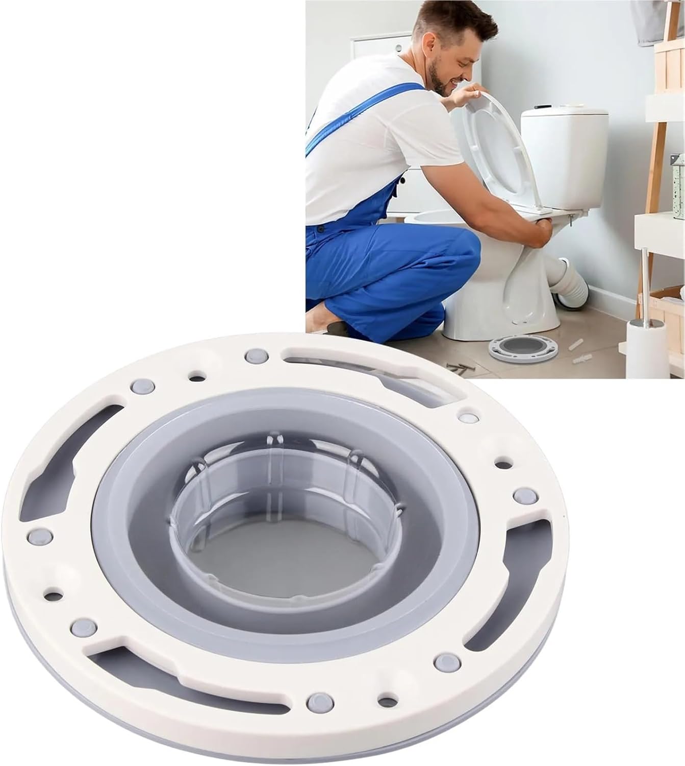 Toilet Flange Silicone and ABS Gray Universal Toilet Flange Repair Kit Replacement for 4in 5in Special 3in Waste Pipe