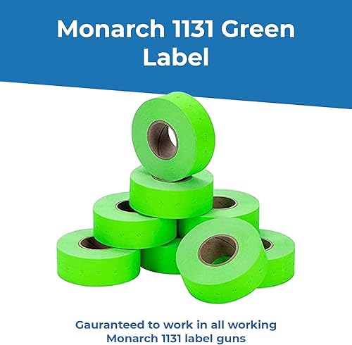 Miniatura 4 de Etiquetas verdes para pistola de precio Monarch 1131, 1 manga, 8 rollos, 20,000 etiquetas