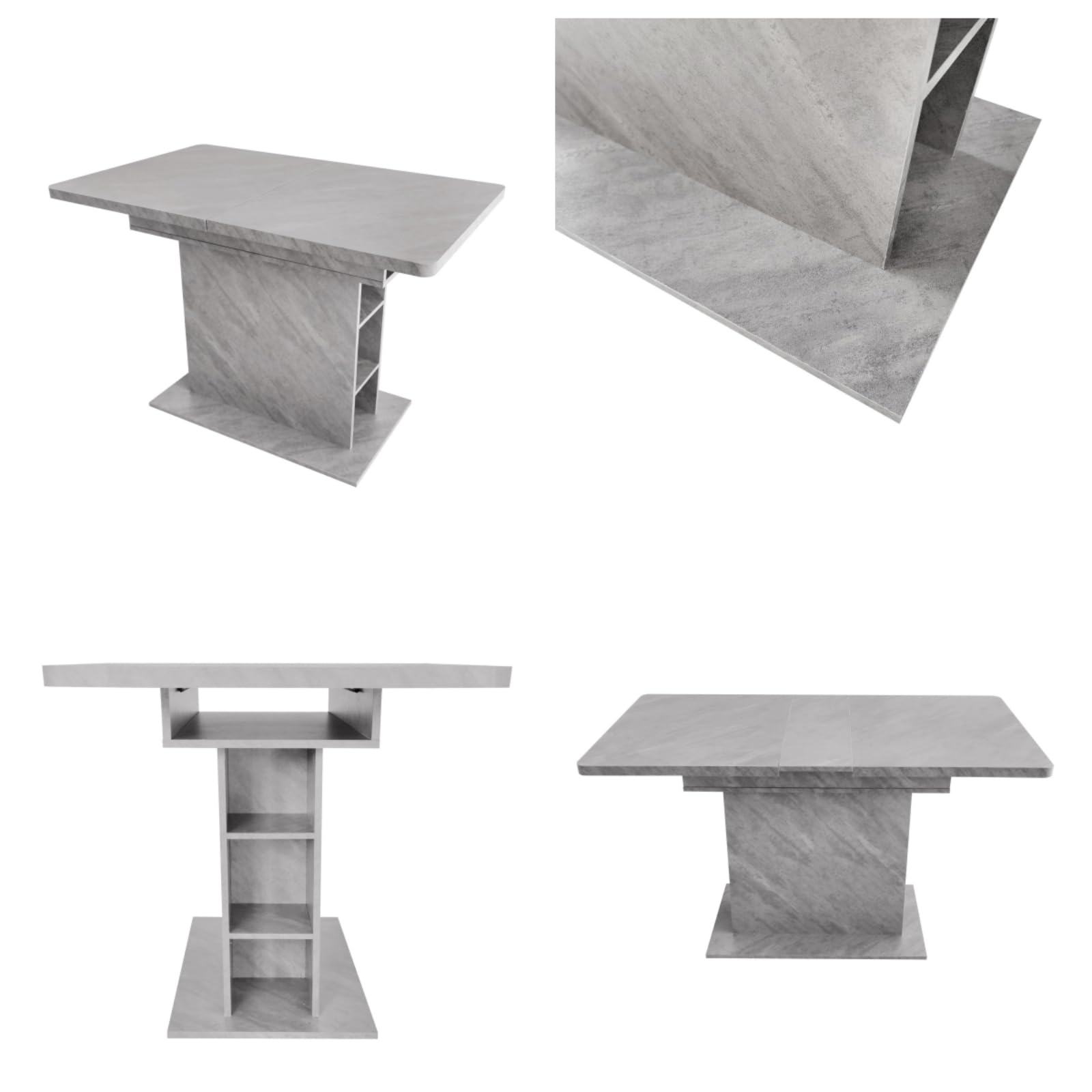 Table à Manger Hexagonale Avec 4 Chaises - Ensemble 5 Pièces, Plateau Marbré, Pieds Acier | Design Moderne, Facile à Nettoyer