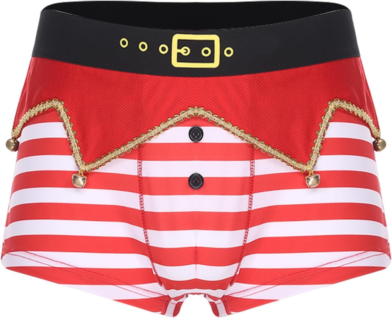 Men's Christmas Underwear Funny Novelty Holiday Boxer Briefs Elastic Waistband Bells Shorts