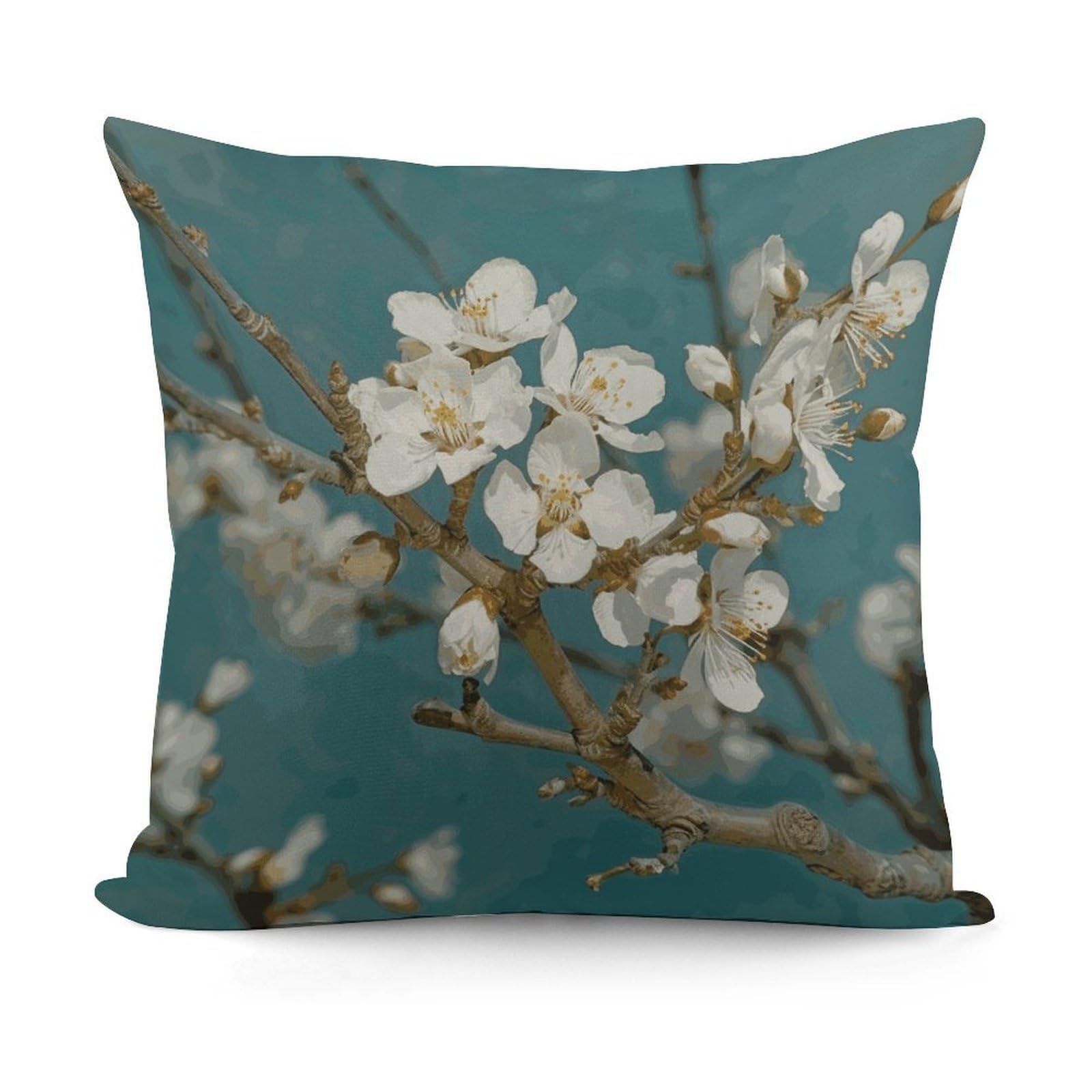 VstaDank Almond Blossom Throw Pillow Covers 18x18 Inch Soft Couch Home Decor Cushion Cover Comfortable Plush Square Cushion Case Farmhouse Decorative Pillowcase for Living Couch
