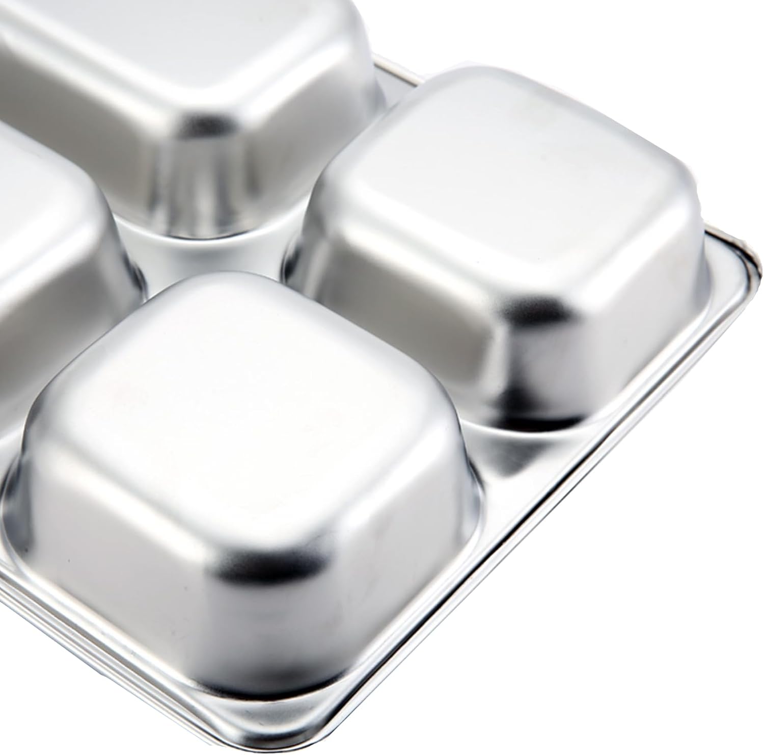 Tebery 3 Pack Stainless Steel Rectangular Divided Plates Tray, 5 Sections Dinner Plates for Adults,Kids, Picky Eaters, Campers, and Portion Control