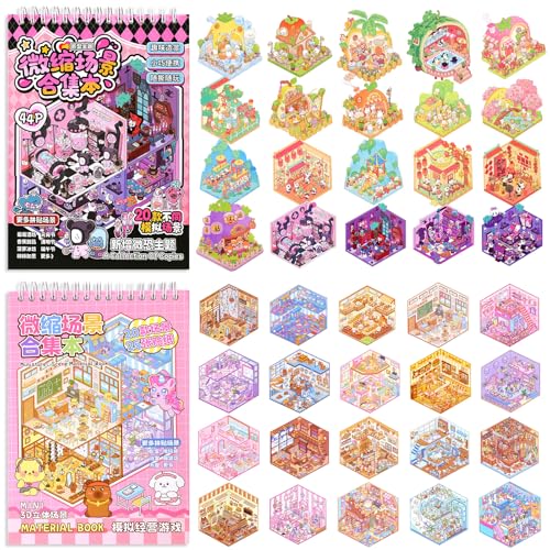 40 Sets 3D Sticker Scene Book Cute Sticker Book with 2 Premium Tweezer Crafts for Adults Therapy for Relief Stress Pass the Time Gift for Girls Boys