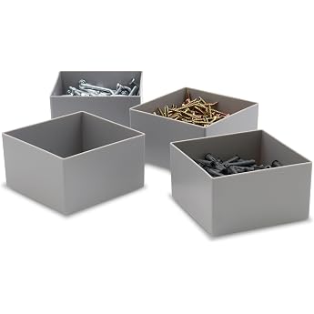 1a-TopStore Pack of 10 Insert Boxes Drawer Insert Box Sorting Boxes 32 Sizes 5 Colours Grey 108 x 108 x 63 mm