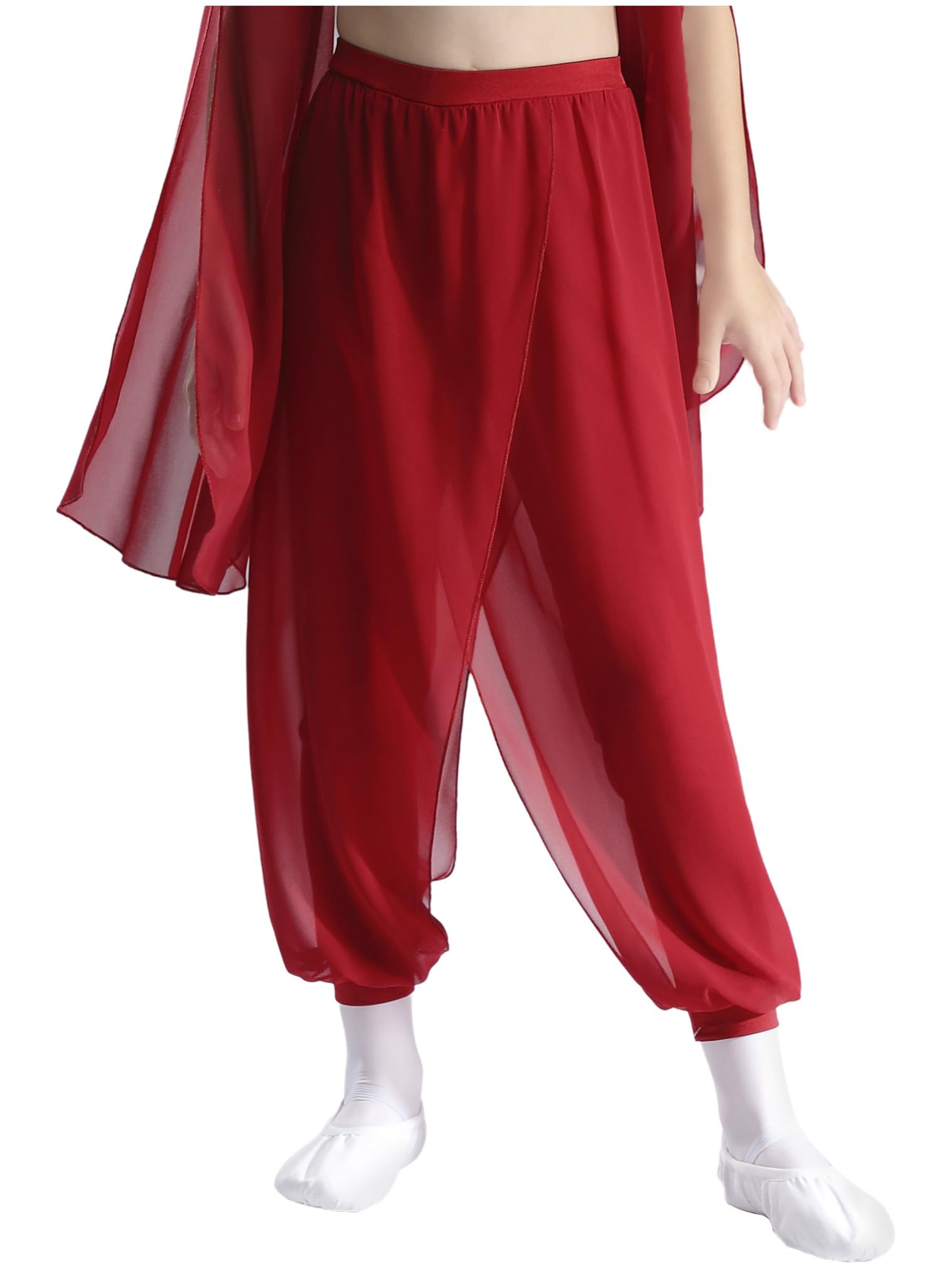 JEATHA Pantalones De Baile De Gasa para Niñas Pantalones Bombachos Harén Leggings De Ballet para Danza Moderna