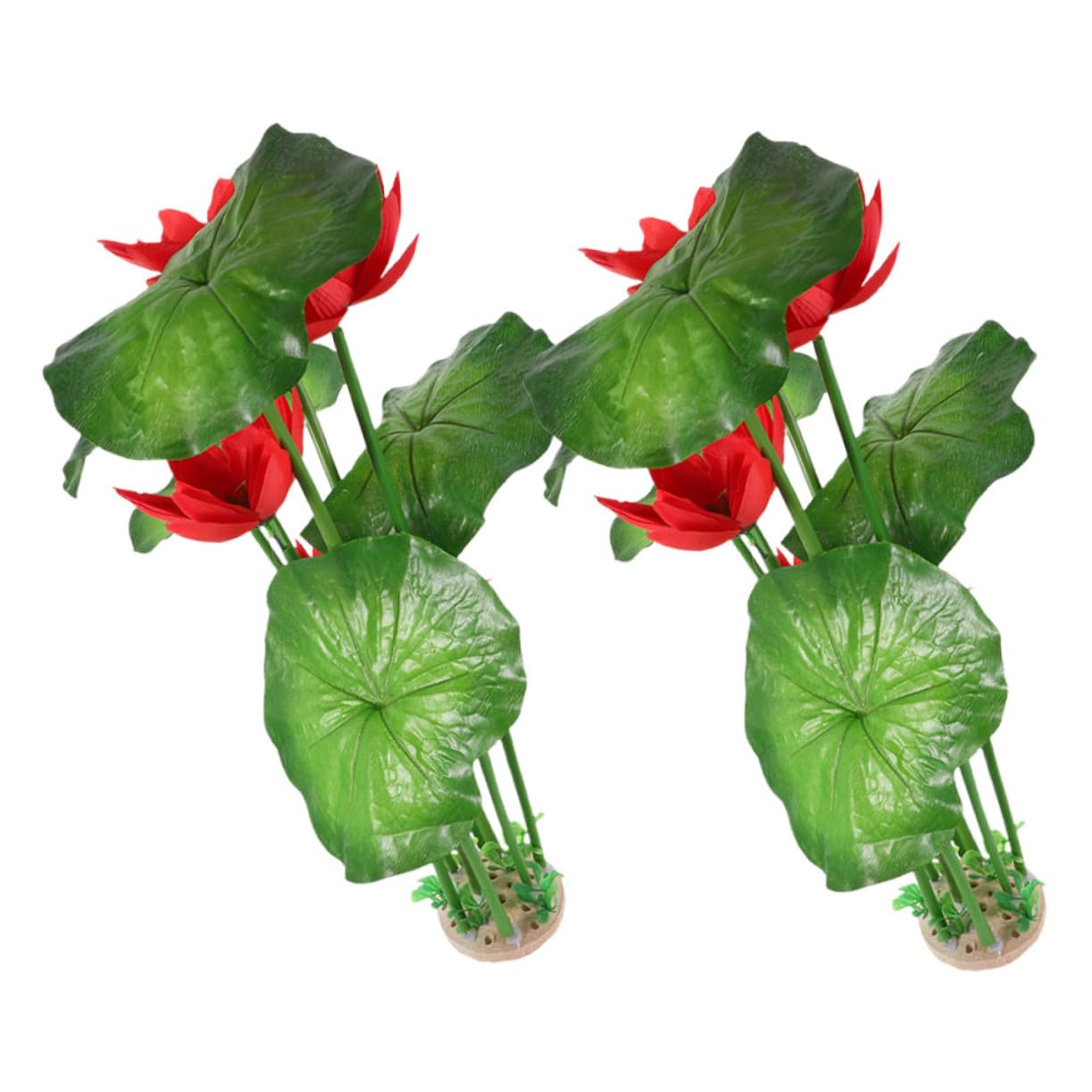 2pcs Artificial Aquarium Plants Realistic Plastic Lotus Decor for Fish Tanks Sturdy and Easy to Clean for Aquatic