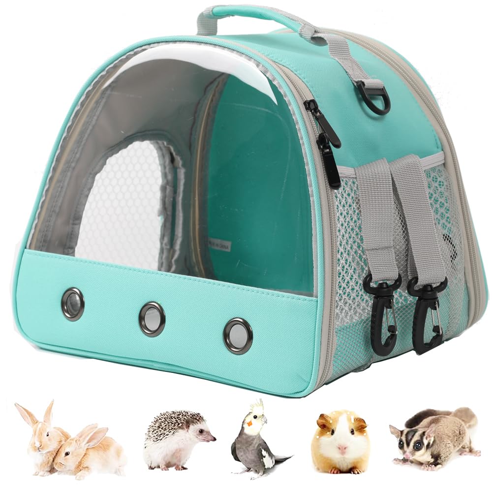 Meerschweinchen Träger Rucksack, klare Blase Fenster Rucksack für Meerschweinchen, Hase Ratte Vogel (grün, Carrier TPU)