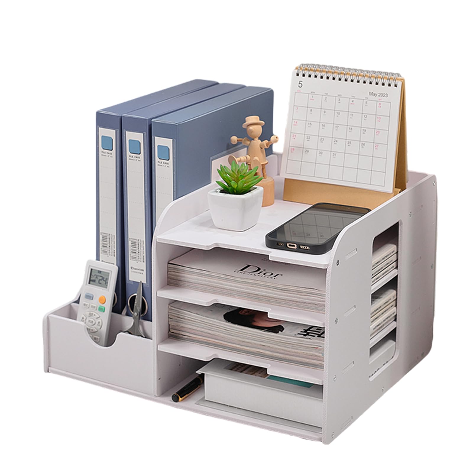 Organizador de escritorio,Estante de escritorio de oficina,Organizador ordenado de escritorio,Clasificador de soporte de almacenamiento de escritorio de papelería de oficina de bricolaje,Organizador