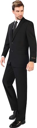 P&L Mens 3 Piece Classic Fit Suit 2 Button Jacket Expandable Waist Pants & Vest Set for Business Wedding & Prom