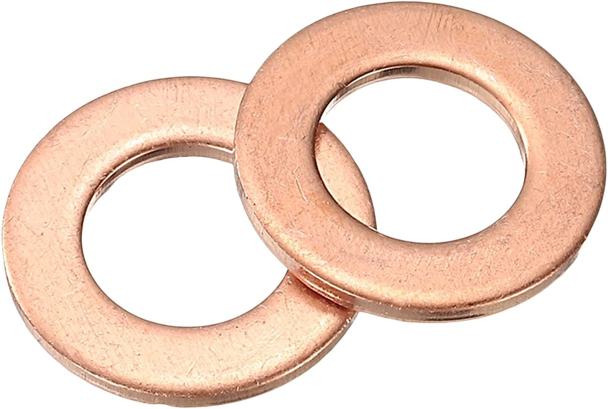 sourcing map M10 Flat Washer, 16 Pcs Copper Ring Flat Washers 18mm OD 1.5mm Thick Metal Sealing Gasket Ring for Screws Bolts Nuts