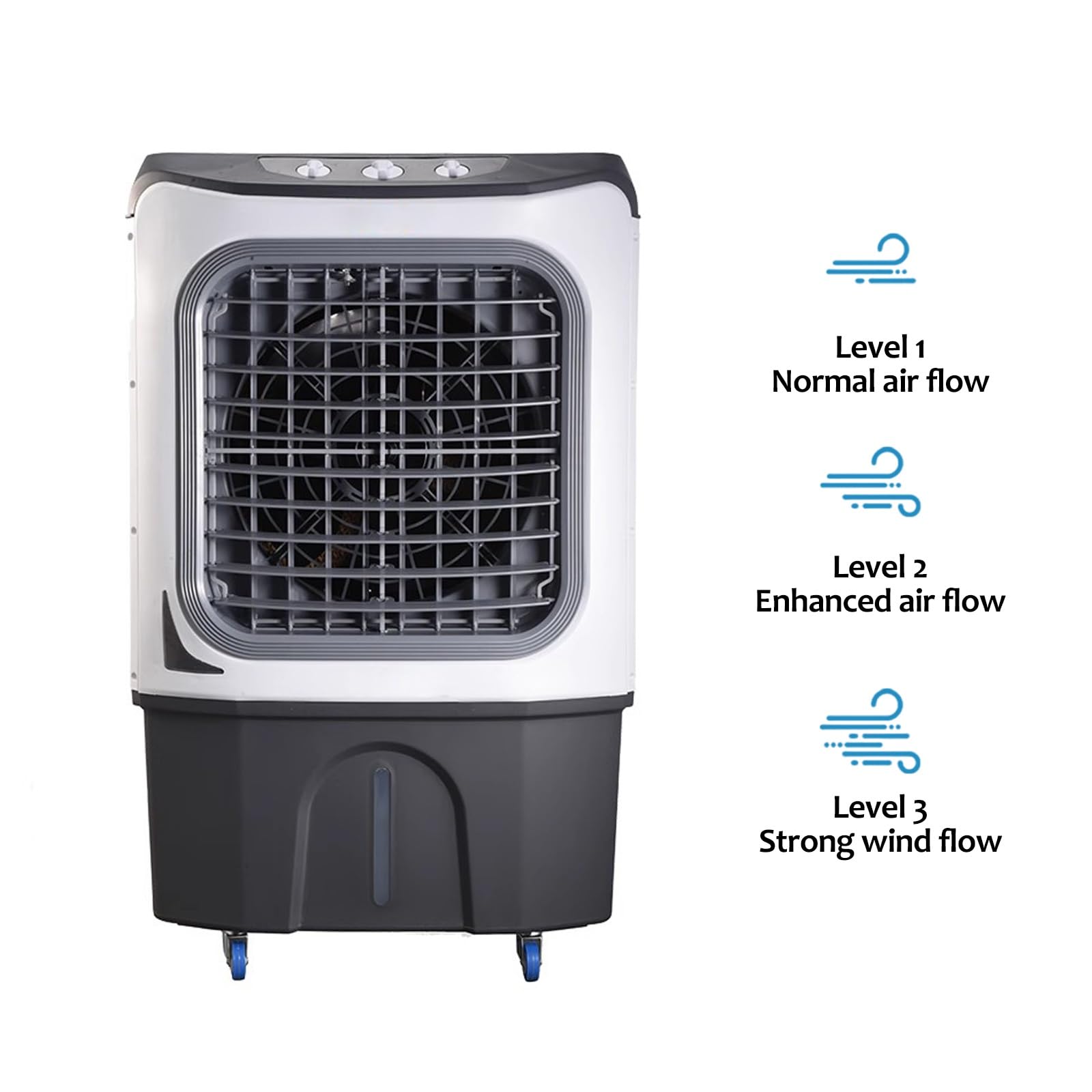 Ventilateur de Refroidissement d'air par évaporation Commercial, Refroidisseur de Marais 3 en 1 avec réservoir d'eau de 30 L, Ventilateur de Refroidissement Portable à 3 Vitesses, pour Usage