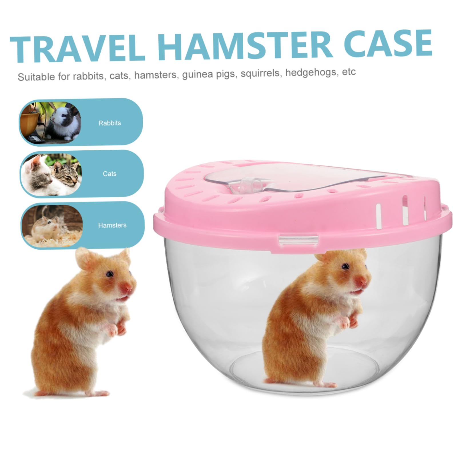 ERINGOGO Sturdy Plastic Hamster Travel Case Small Pet Carrier for Outing Walking Hiking