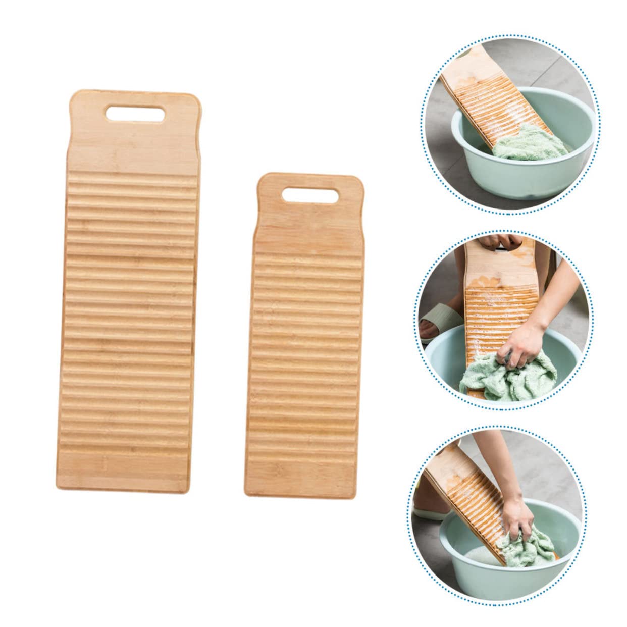 2 Stück Bambus Waschbrett für Zuhause und Reise, Beige