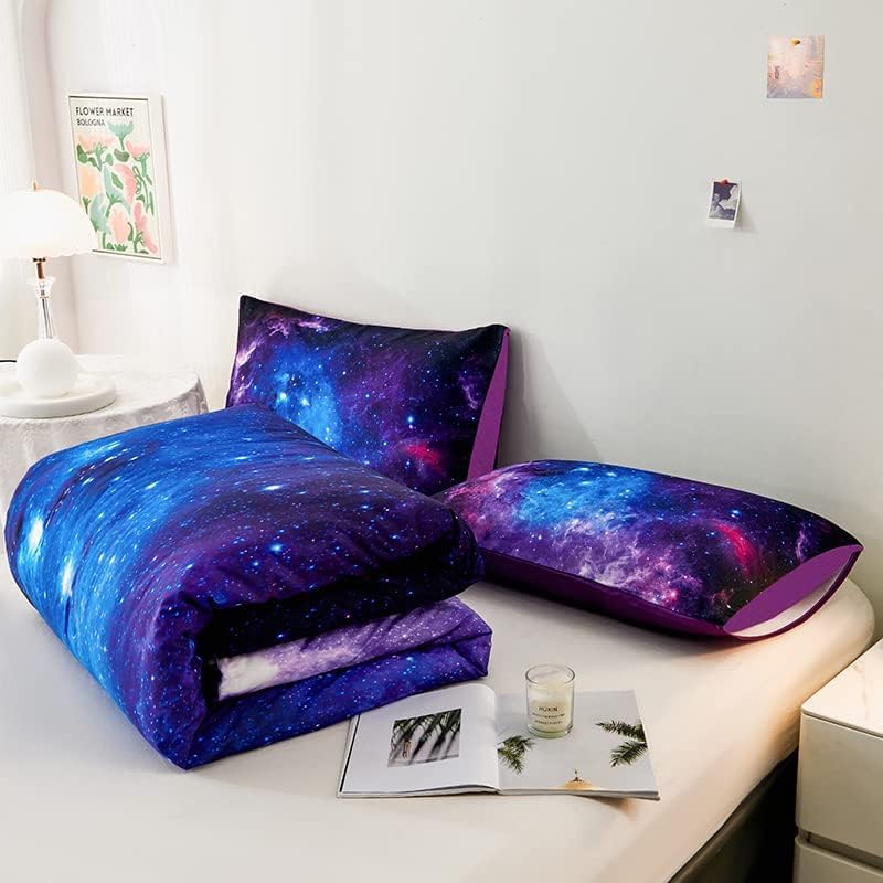 Galaxy Comforter Set,Girls Purple Bedding Set Full,Galaxy Bedding Set for Kids Girls Boys,Space Comforter Set Full with Pillowcase,Girl Comforter Sets - Image 6