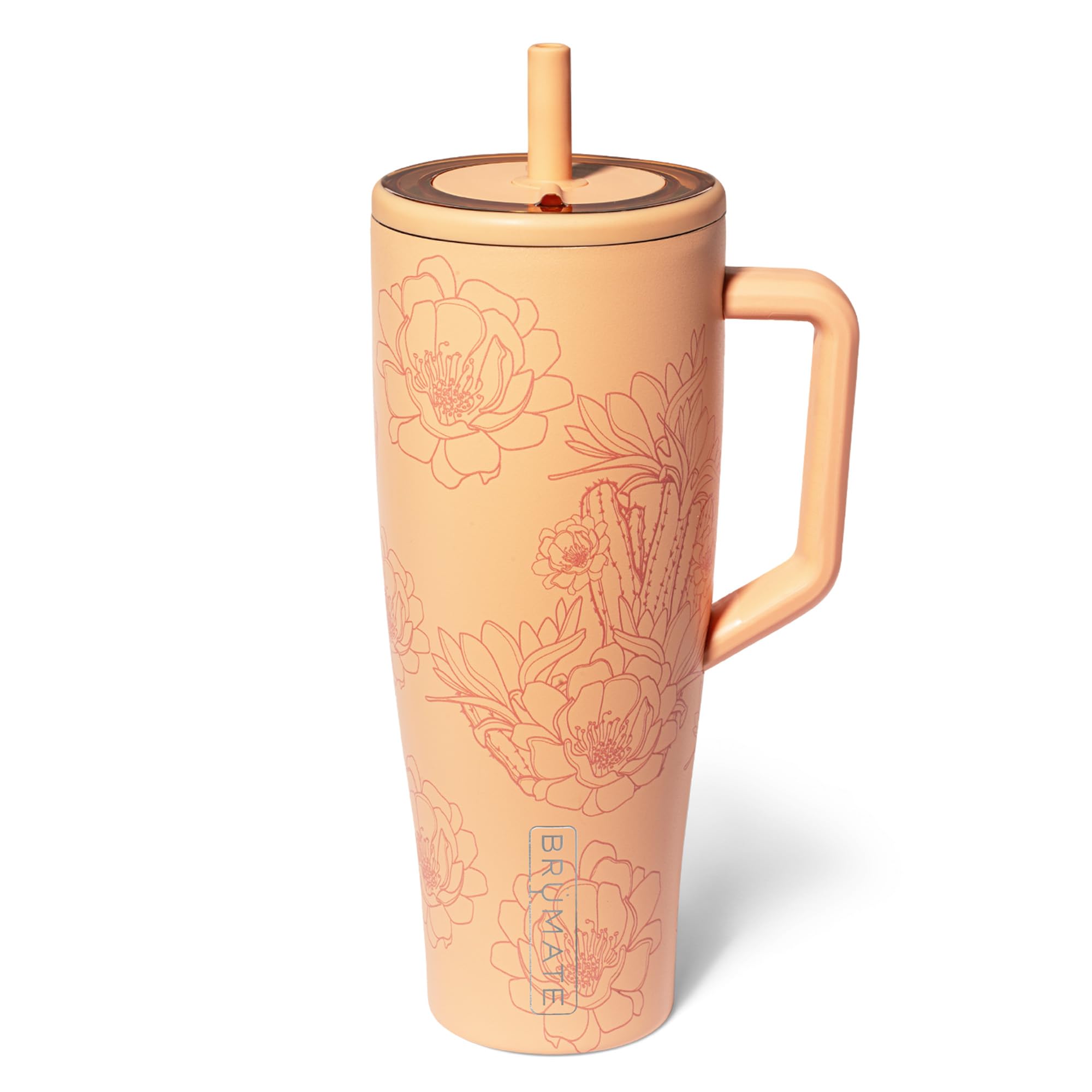 BrüMate Era 40 oz Tumbler with Handle and Straw | 100% Leakproof Insulated Tumbler with Lid and Straw | Made of Stainless Steel | Cup Holder Friendly Base | 40oz (Cactus Flower)