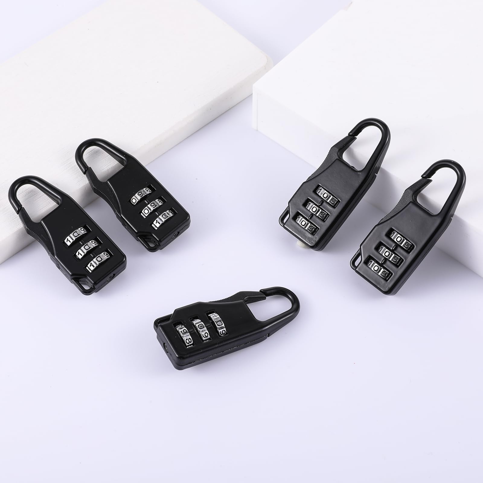 5 Pezzi Lucchetto a Combinazione 3 Cifre, Lucchetto con Codice Personale e Riavviabile per Valigia, Bagaglio da Viaggio e Borsa, Ideale per