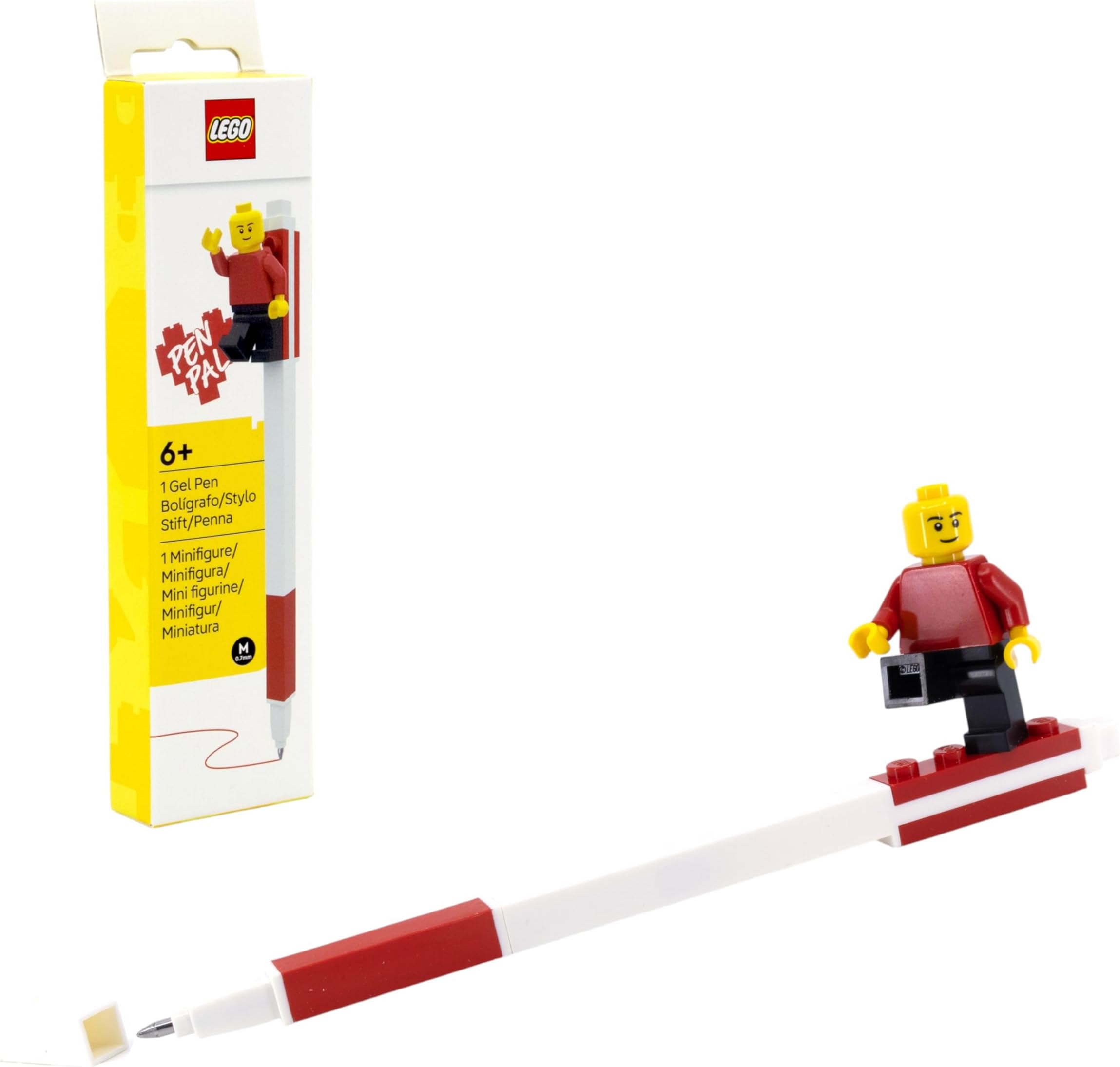 LEGO Pen Pal Gel Pen with Minifigure - Red (53704), refillable gel pen, stocking stuffer