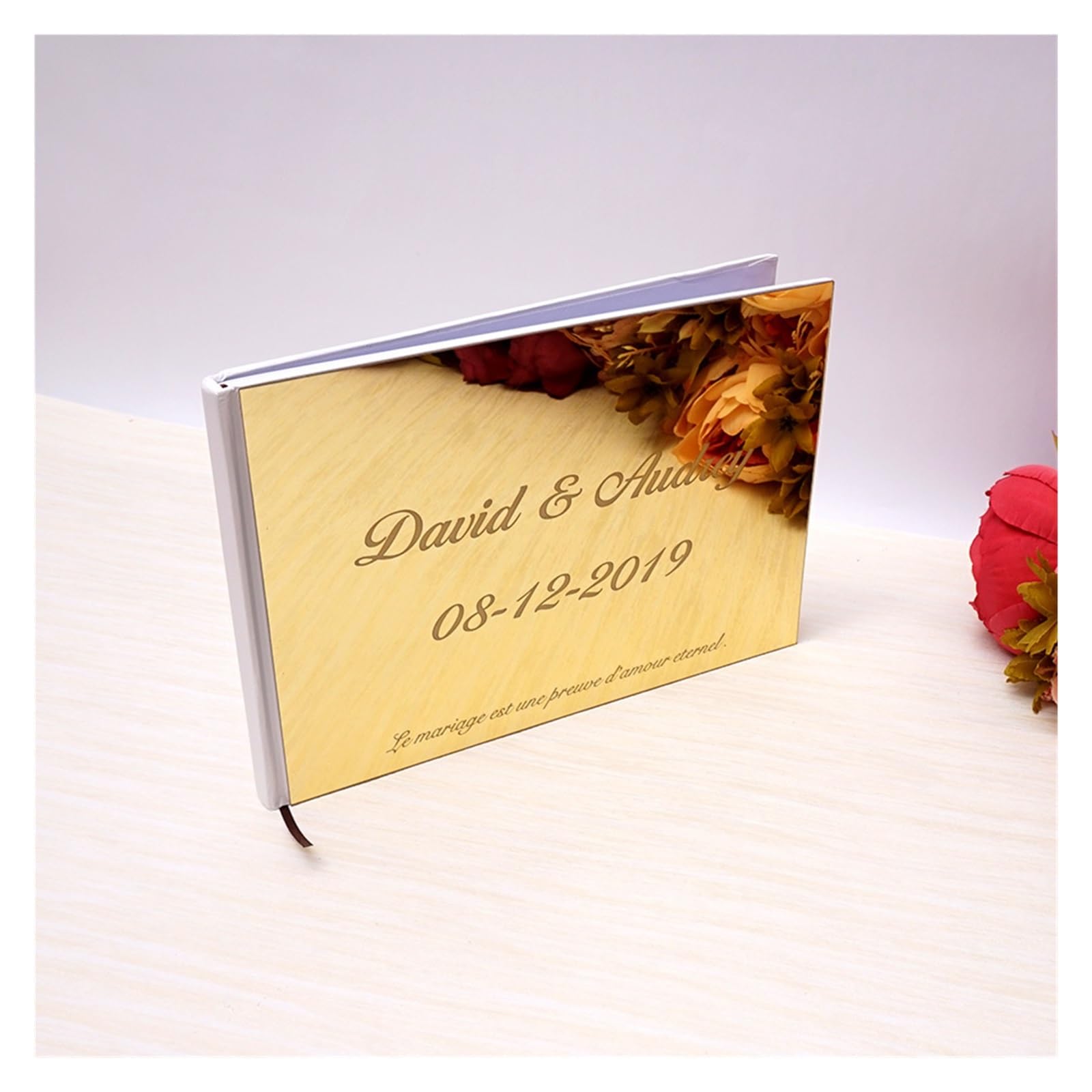 Libro Firmas Boda Álbum de Boda con Espejo acrílico Blanco