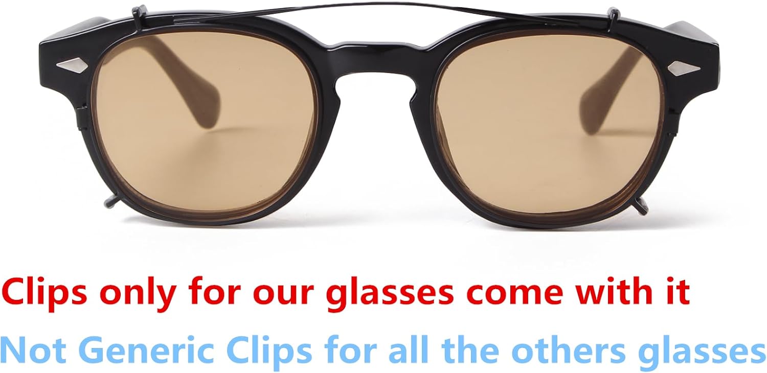 ADE WU Clip on over Glasses Sunglasses Vintage Small Round Clipon Glsses for Women Men Fashion Unisex Style 46mm - Image 2